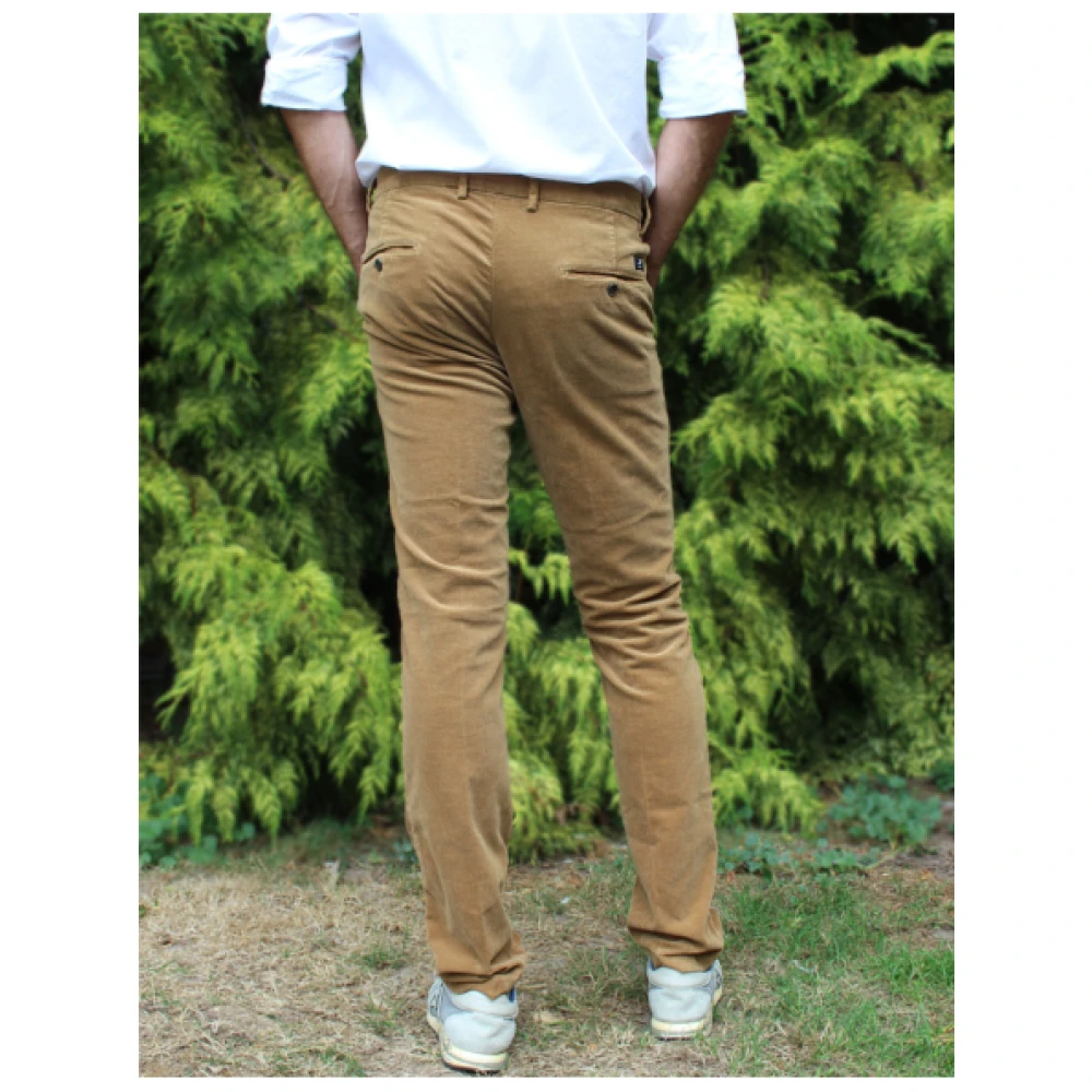 Mason's Slim Fit Fluweel Katoenen Chino Broek Beige Heren