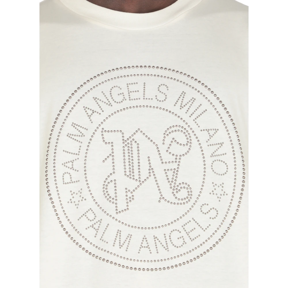 Palm Angels Studs Logo Crew Neck T-shirt Beige Heren
