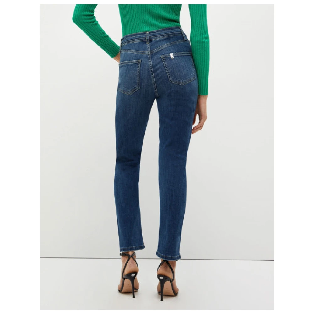 Liu Jo Hoge Taille Rechte Pijp Jeans met Afneembare Riem Blue Dames