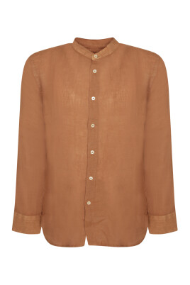 curry-linen-mandarin-collar-shirt