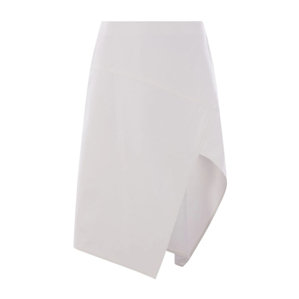 Plan C Witte Midi Rok met Asymmetrische Zoom White Dames