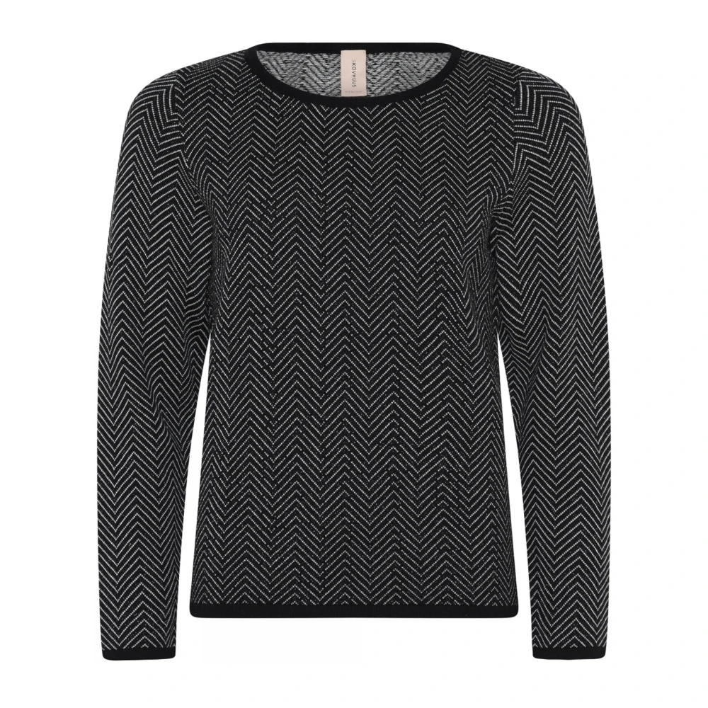 Skovhuus Zig Zag Mönstrad Pullover Blus Svart/Off Black, Dam