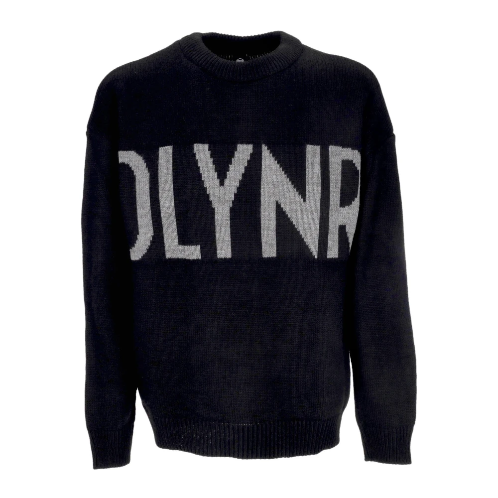 Dolly Noire Zwarte Crew-neck Sweater met Logo Borduursel Black Heren