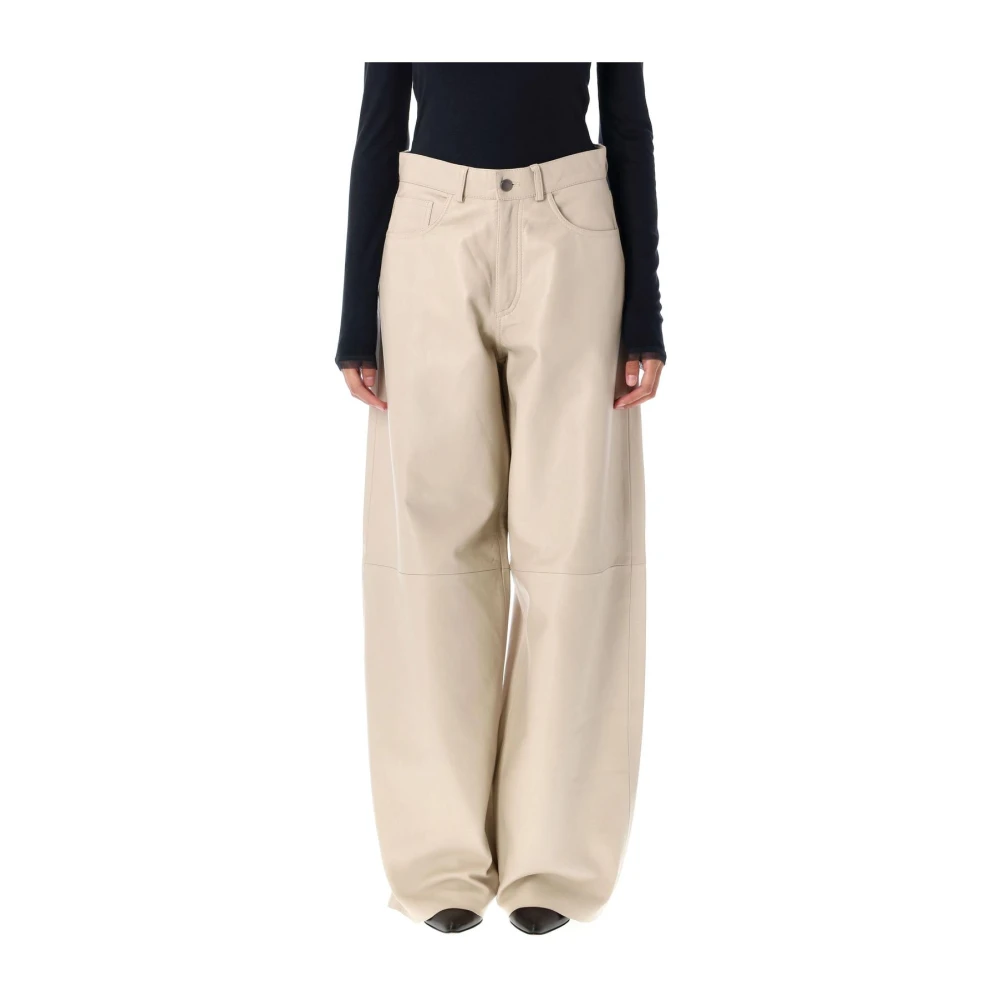 Haikure Kvinno Beige Byxor Dam, W25, Relaxed Fit Byxor Med Vida Ben