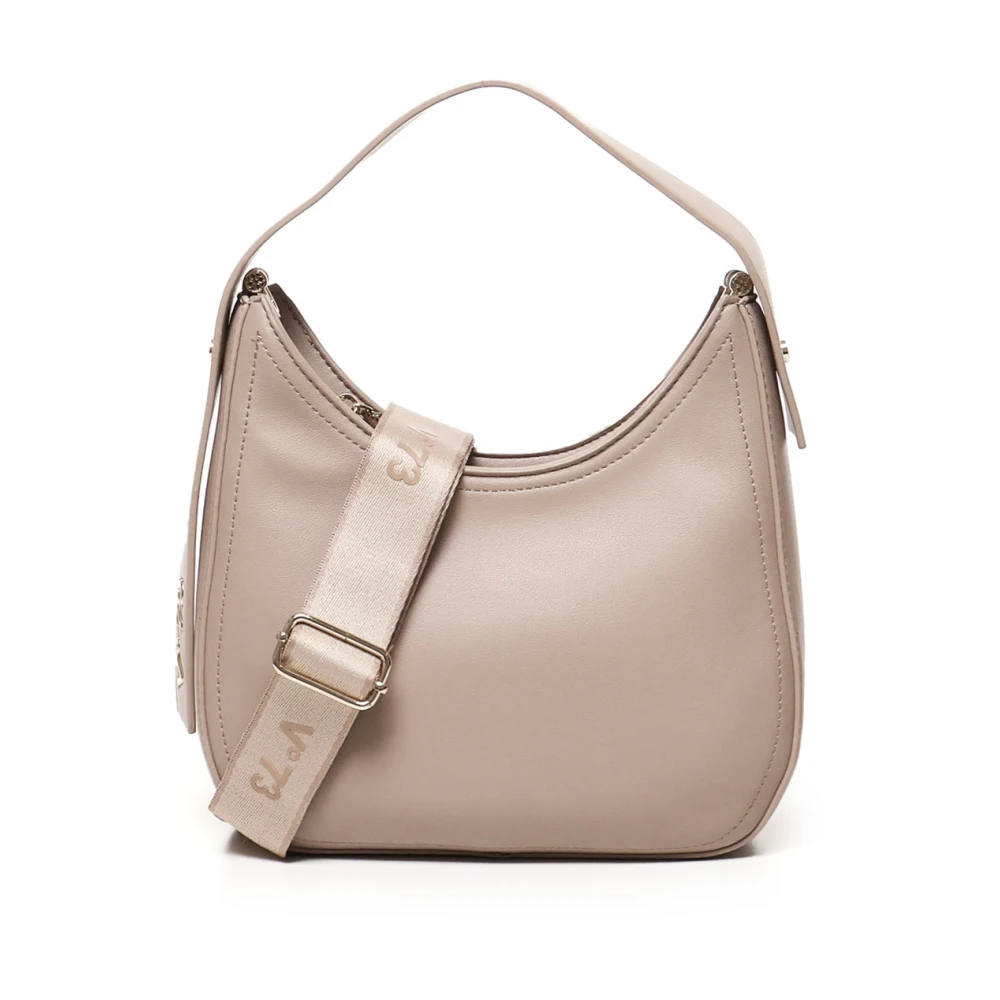V73 Beige Micrograin Hobo Tas met Gouden Accenten Beige Dames