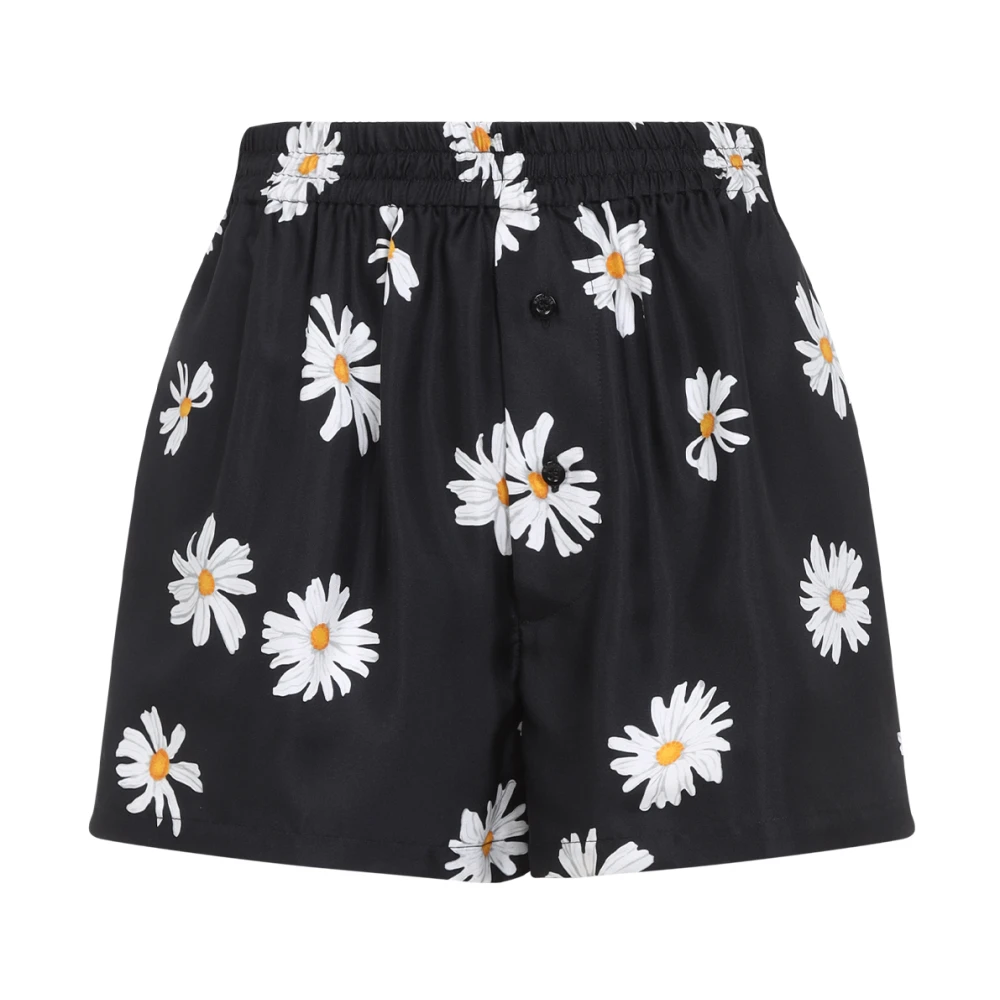 Moschino Zwarte Zijden Shorts Elegante Stijl Multicolor Dames