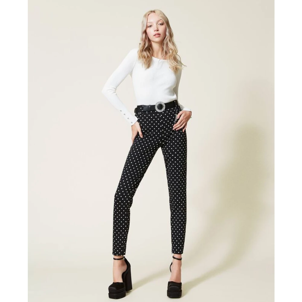 Twinset Strak gesneden broek Black Dames