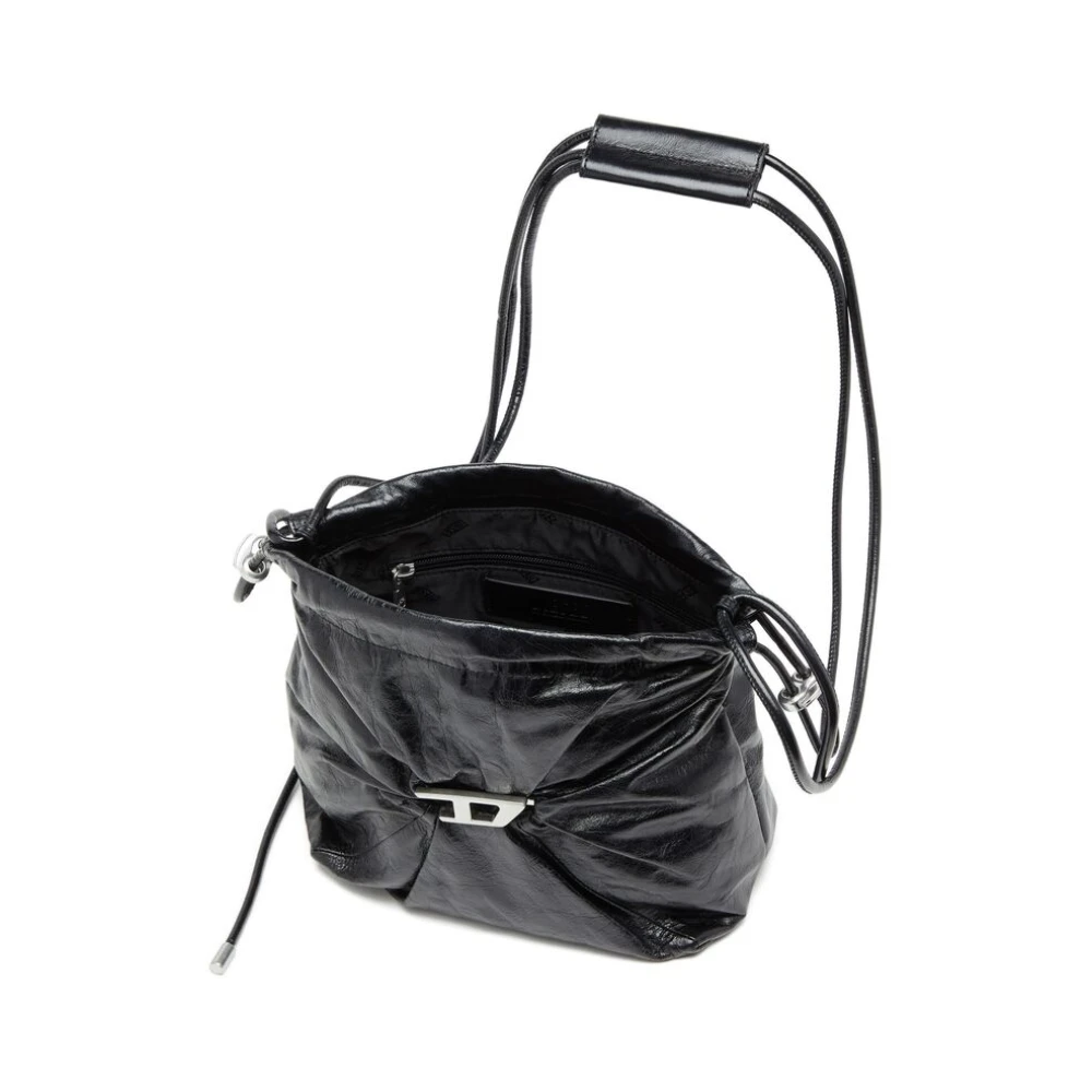 Diesel Zwarte Trekkoord Schoudertas Black Dames
