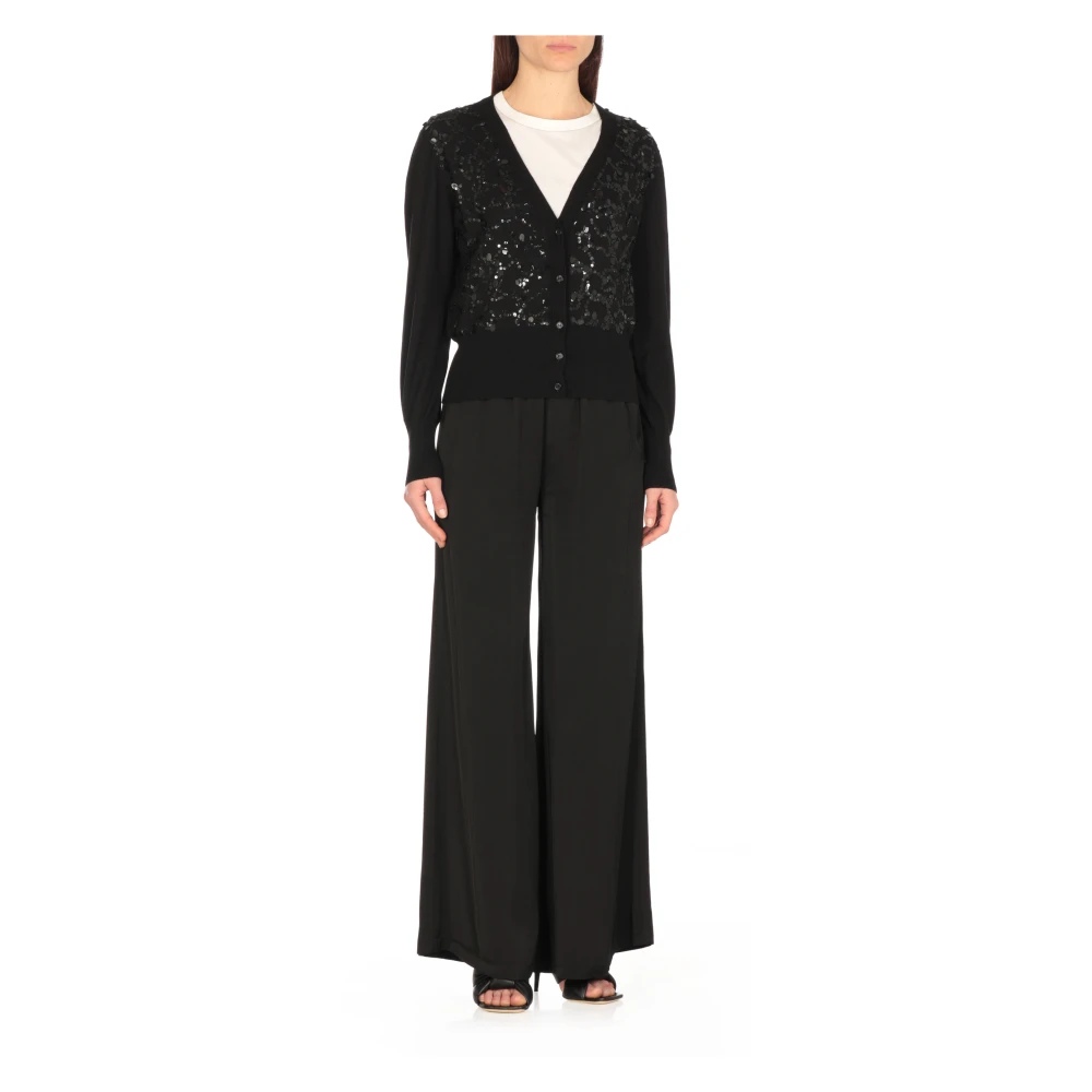 Fabiana Filippi Zwart Wolmix Vest Pailletten Details Black Dames