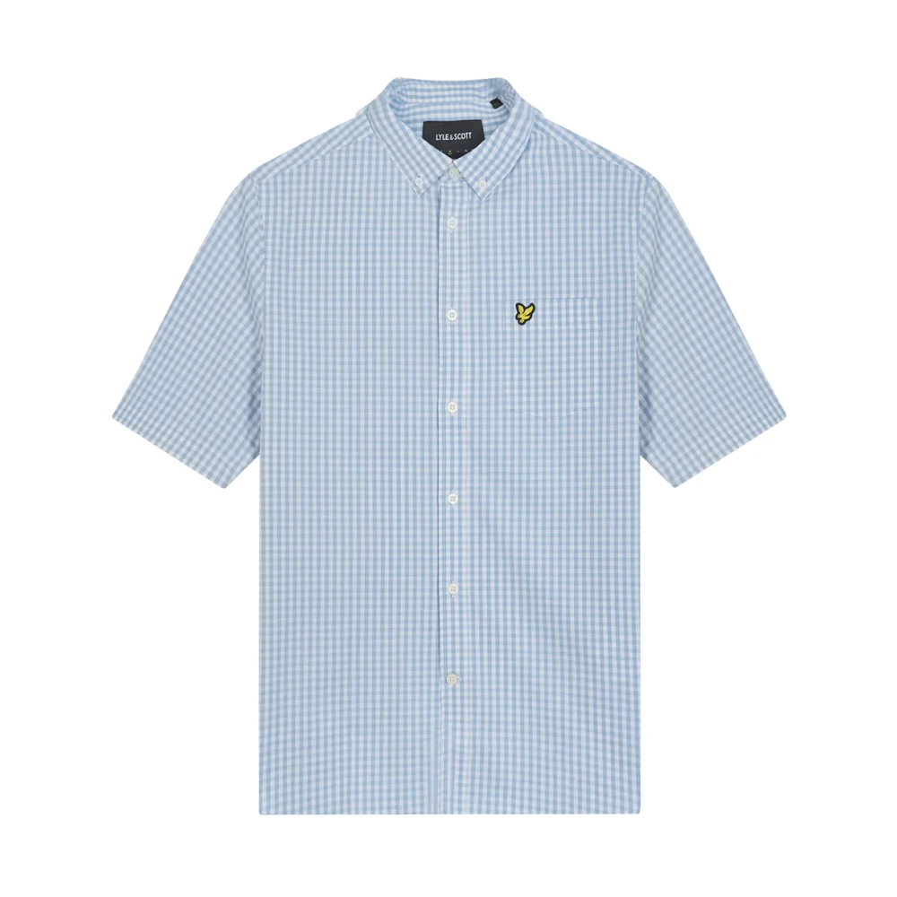 Lyle & Scott Slim Fit Gingham Skjorta Ljusblå Blue, Herr