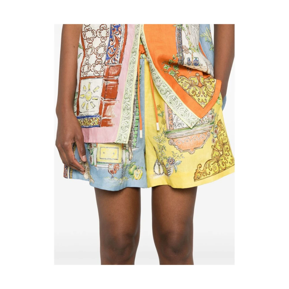Alemais Kleur-Blok Linnen Shorts Multicolor Dames