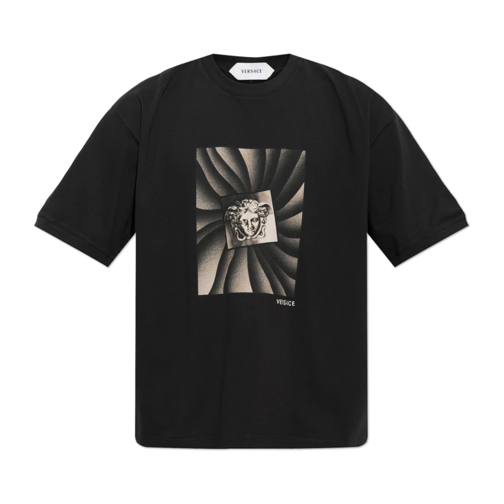 Versace Mannelijk Zwart Tops Heren, 2XL, Katoen, Bedruikt Katoen-Jersey T-Shirt Regular Fit