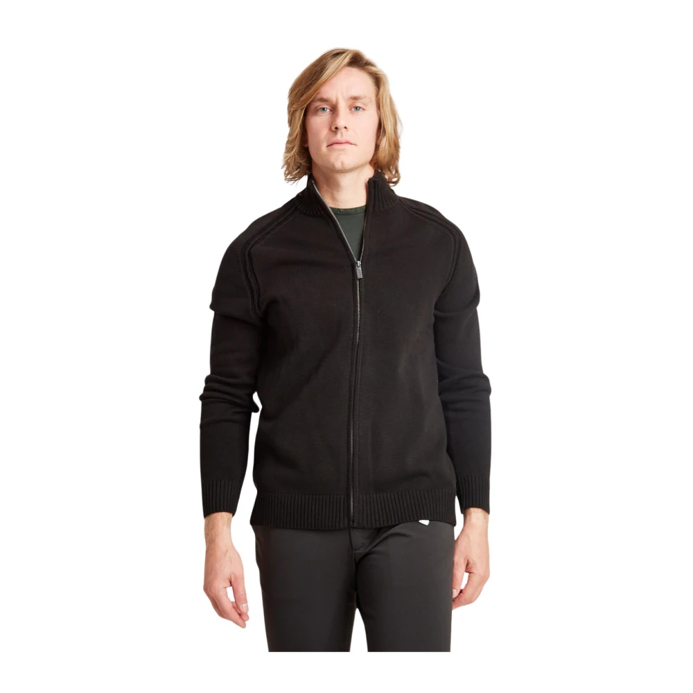 RRD Effen Katoenen Sweater met Rits Black Heren