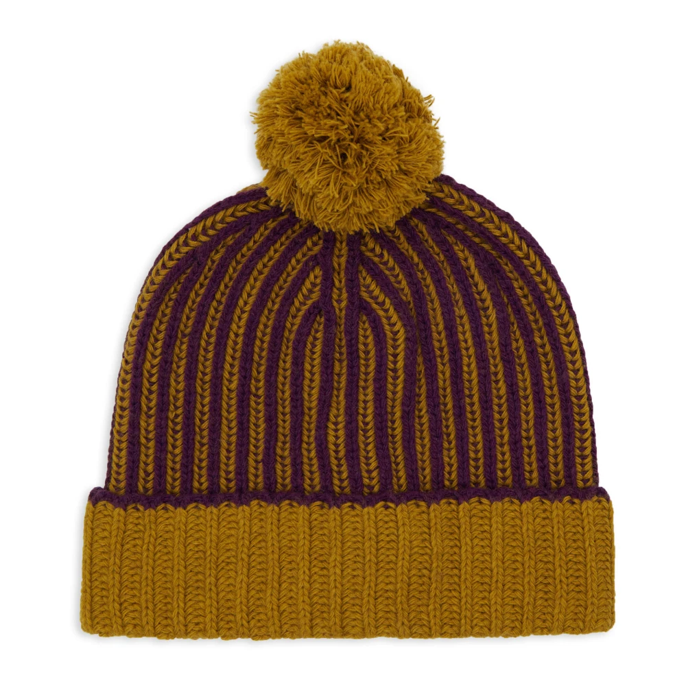 Gallo Paarse Wol Kasjmier Beanie Visser's Rib Multicolor Unisex