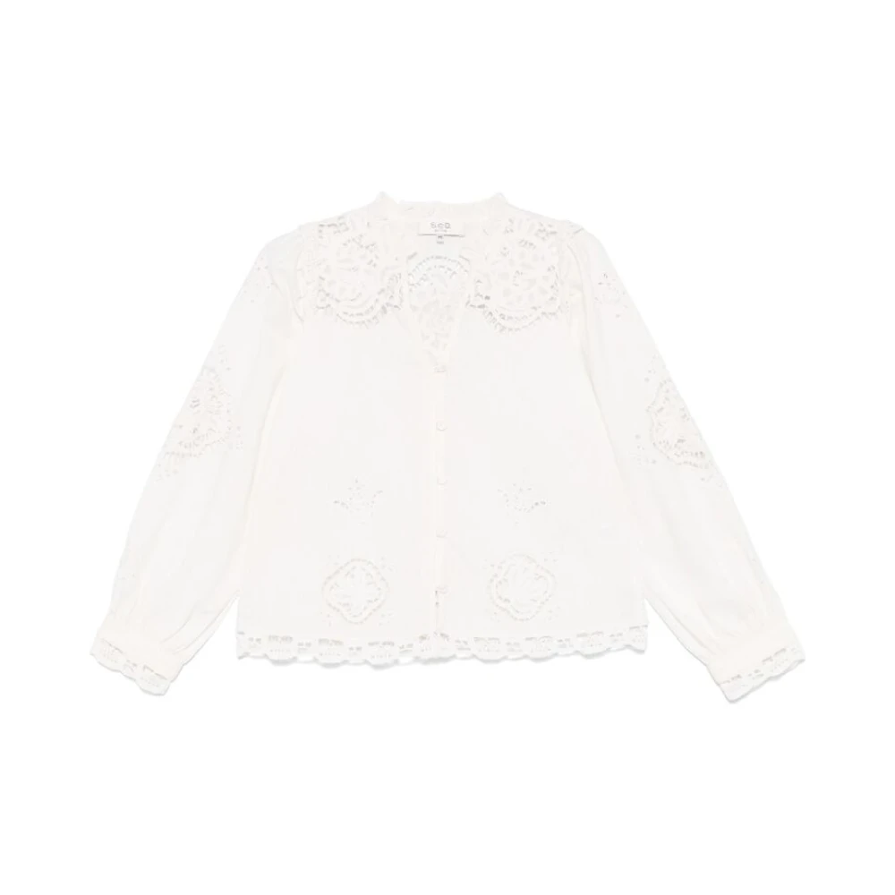Sea NY Witte Geborduurde Trui met Uitgesneden Details White Dames