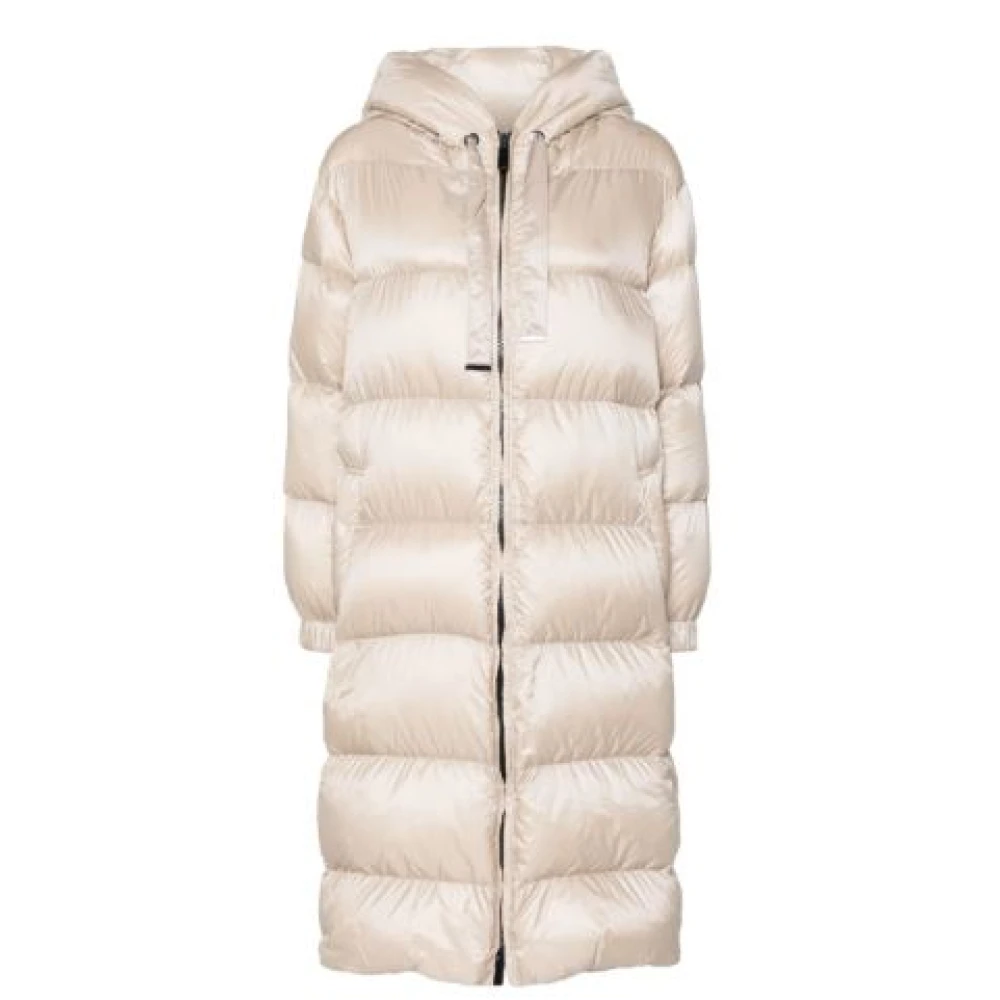 Max Mara Iridescent gewatteerde jas met capuchon Beige Dames