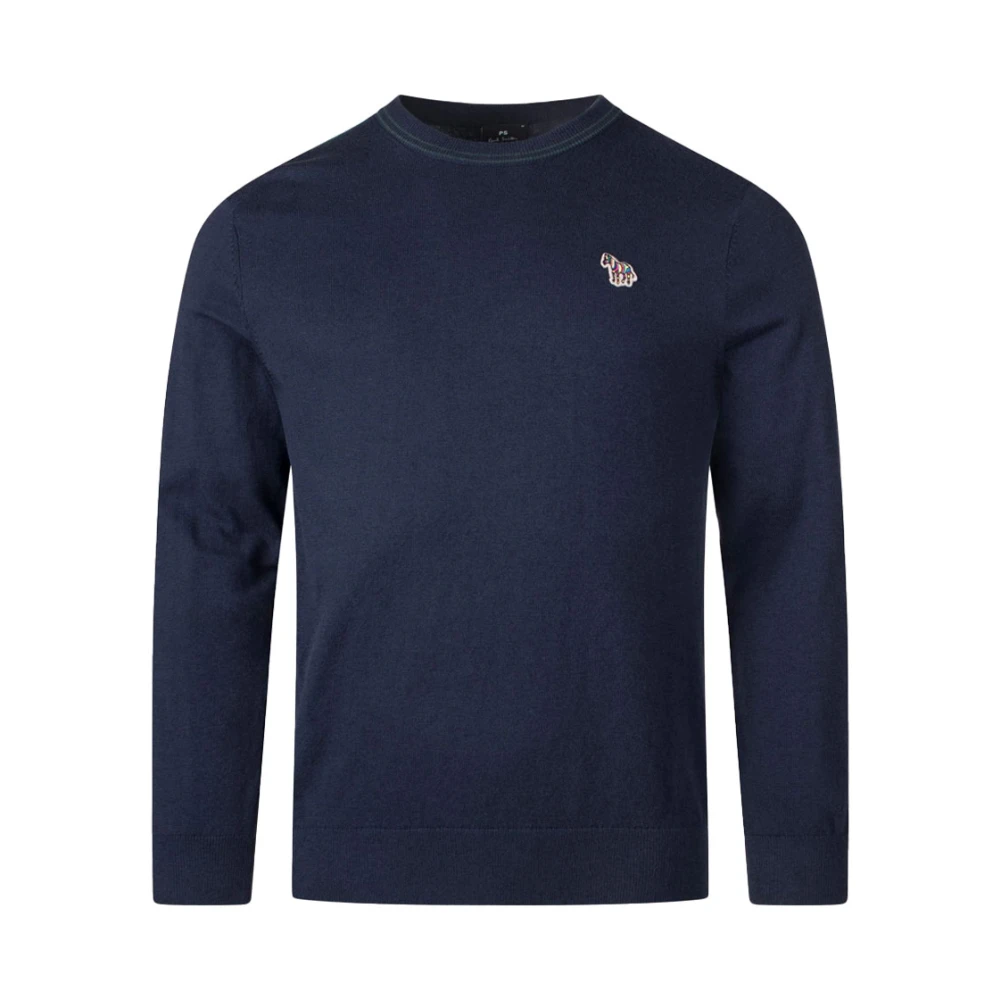 PS By Paul Smith Zebra Badge Gebreide Trui Blue Heren