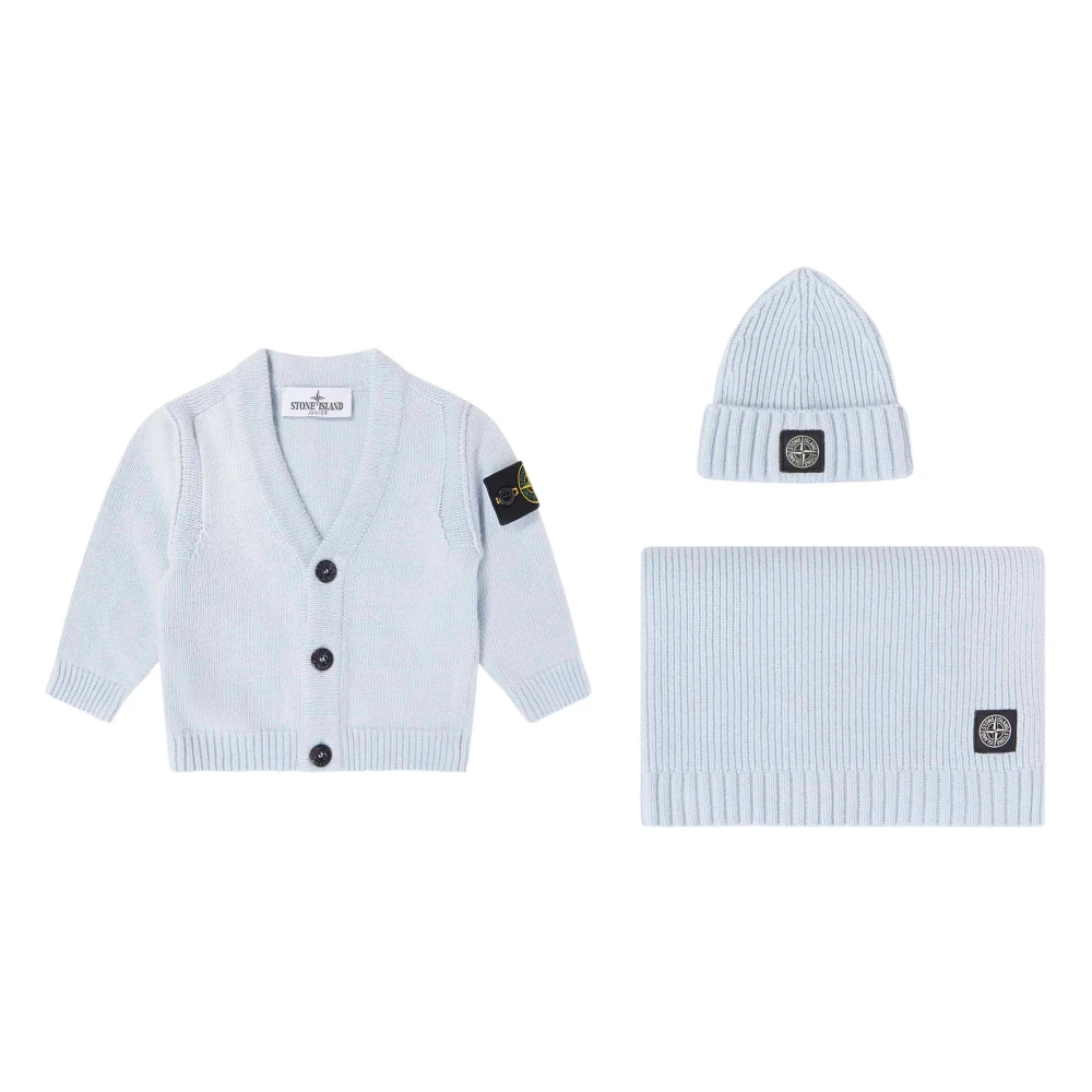 Stone Island Baby Boys Cardigan Gift Set In Blue - Unisex - Kids Sets - Blue - 9 M | 74 Cm - Kids
