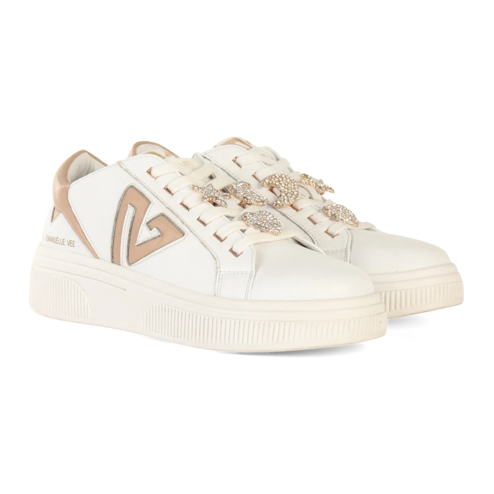 Emanuelle Vee Leren Sneakers met Verwijderbare Details White Dames