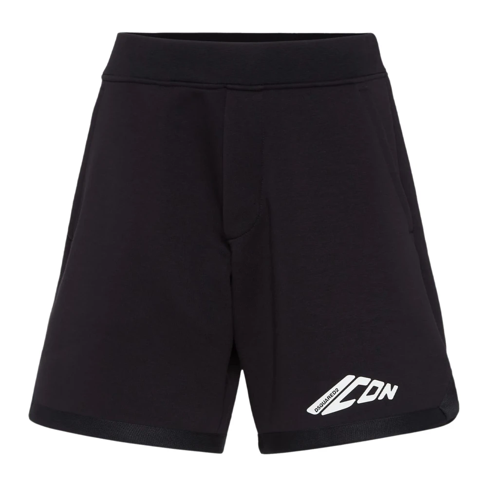 Dsquared2 Zwarte Icon New Generation Jersey Shorts Black Heren
