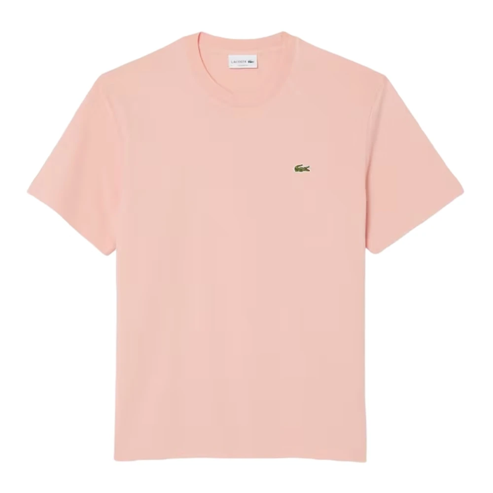 Lacoste Mannelijk Roze Tops Heren, L, Basic Logo Crewneck Tee