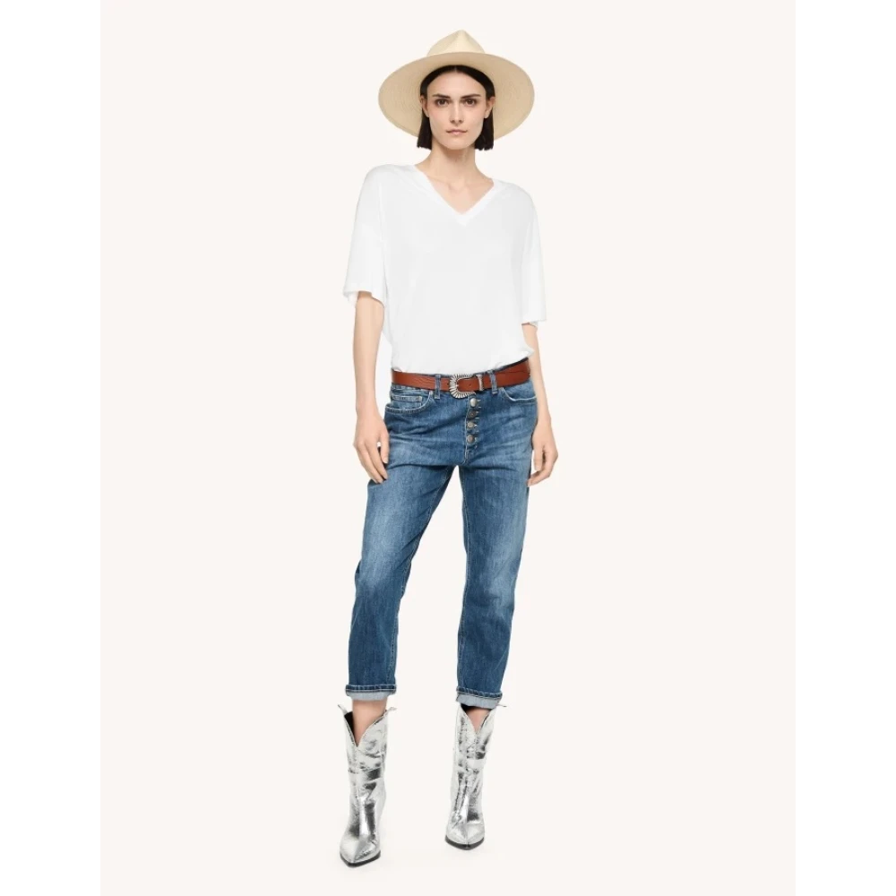 Dondup V-hals Jersey T-shirt White Dames