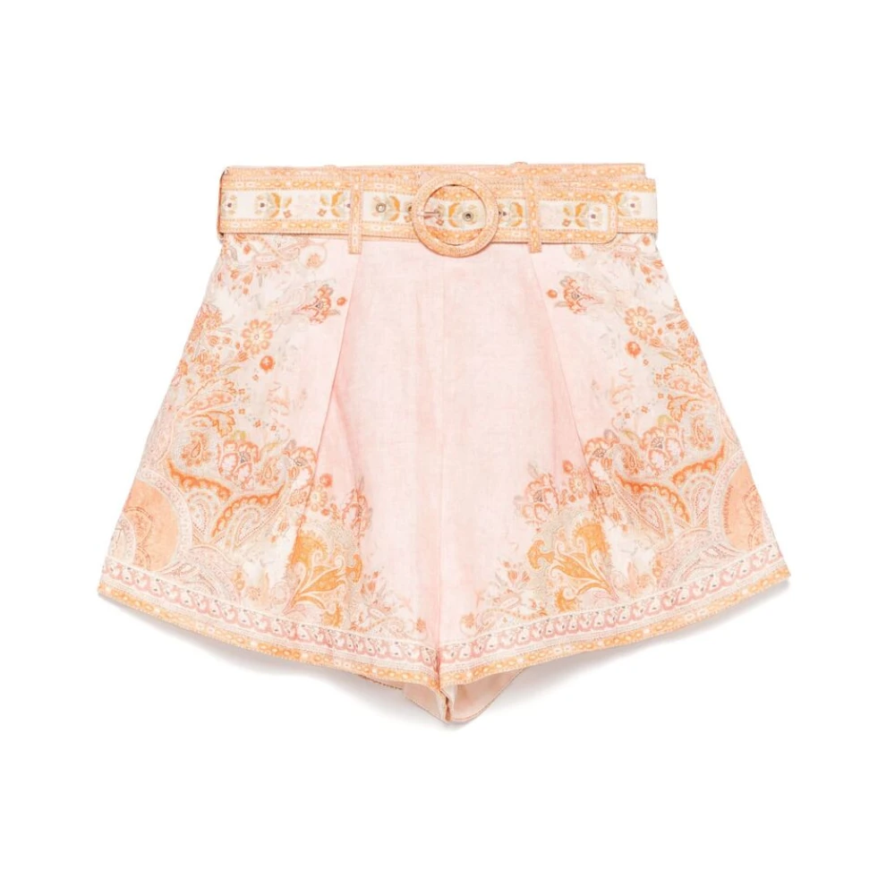 Zimmermann Acacia Print Linneklänning Pink, Dam