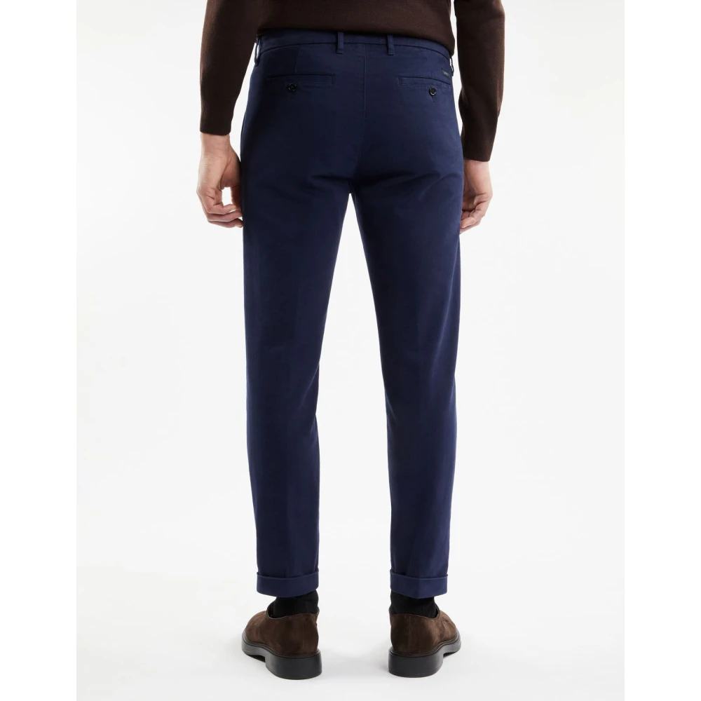 Fay Slim Gabardine Broek Blue Heren