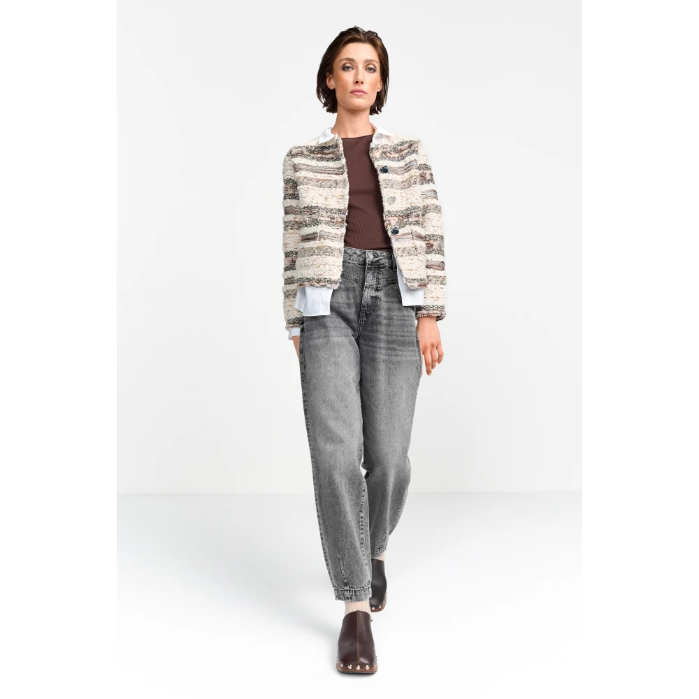 Rich & Royal Stijlvolle Bouclé Jas Multicolor Dames