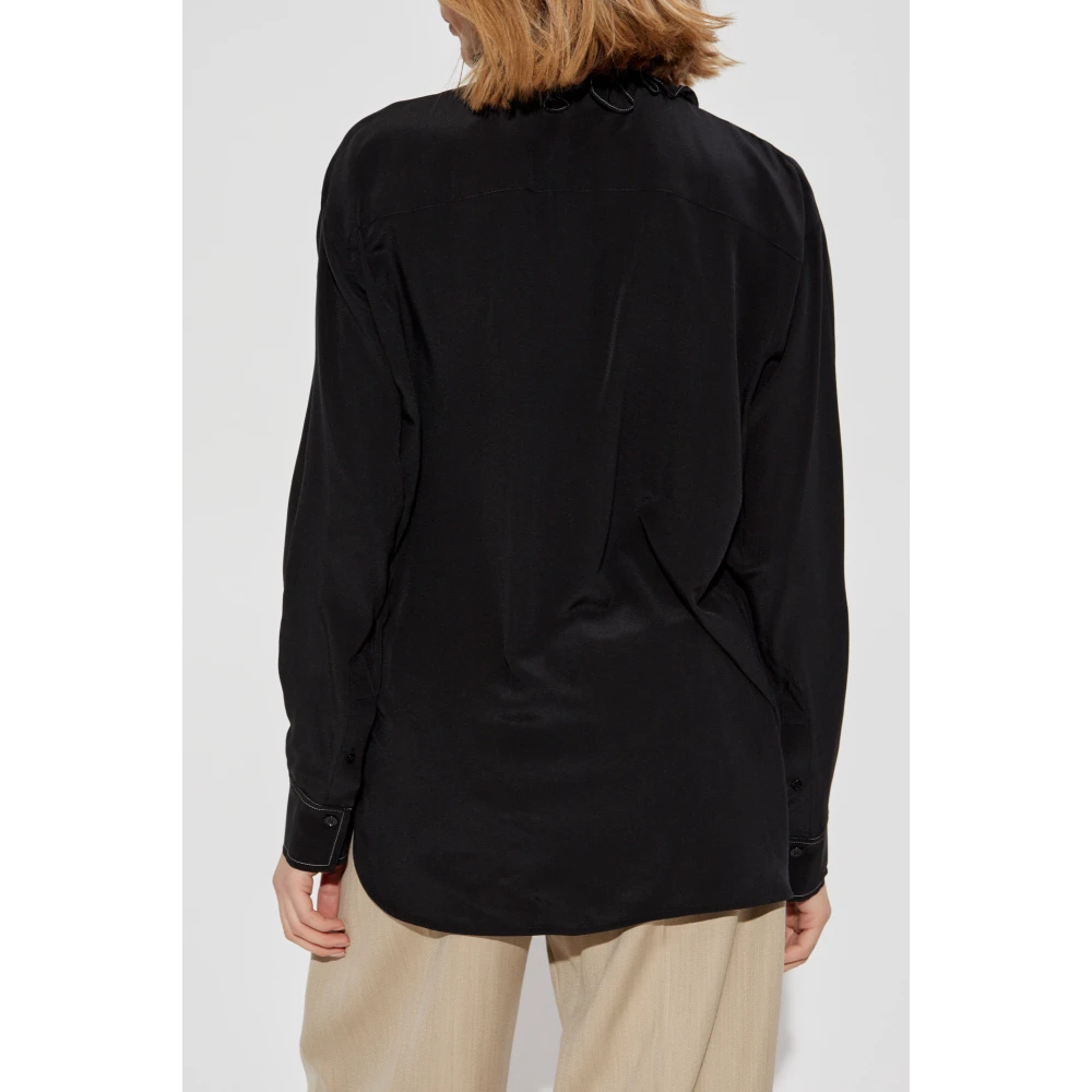 Victoria Beckham Zijden shirt met ruches Black Dames
