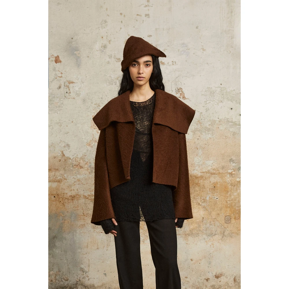 Cortana Sailor korte jas in babykameelwol Brown Dames