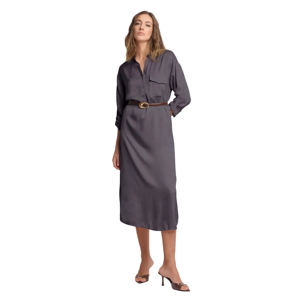 Kocca Women's Black Shirt-Style Long Dress - Midi Dresses - Xl - Dresses