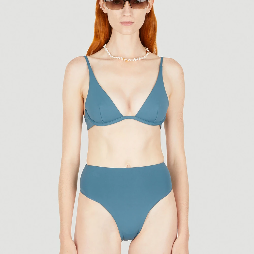 Ziah Plunge Bikini Top Blue Dames