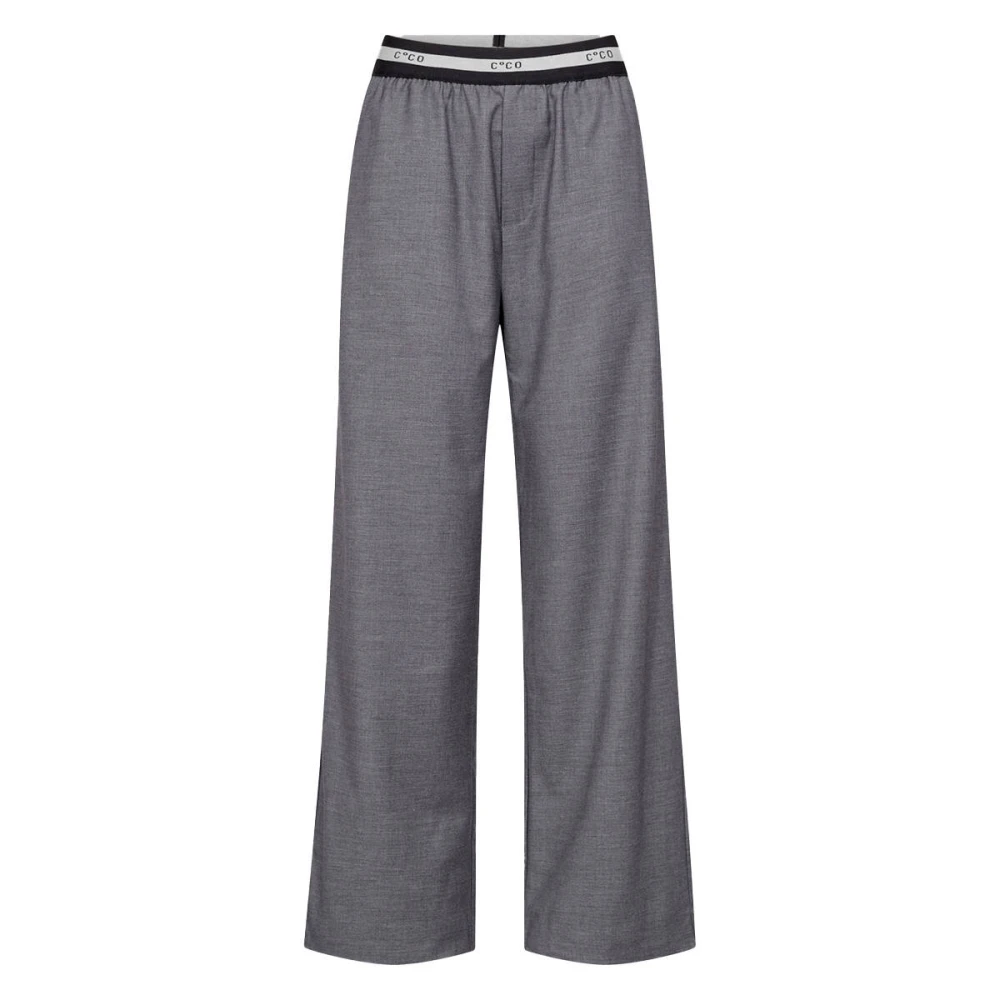 Co'Couture Op Maat Geplooide Logo Lange Broek Gray Dames