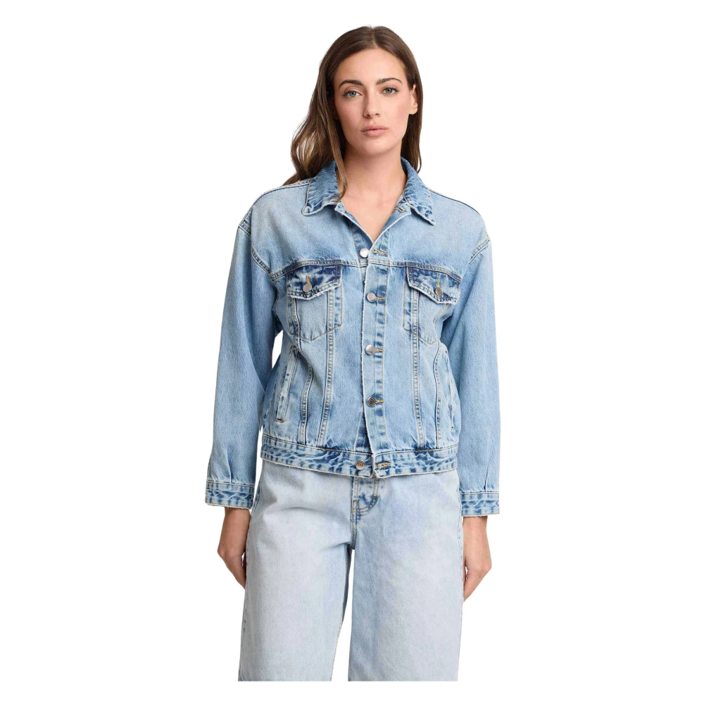 Kocca Blue Short Denim Look Jacket - Female - Denim Jackets - Xl - Jackets