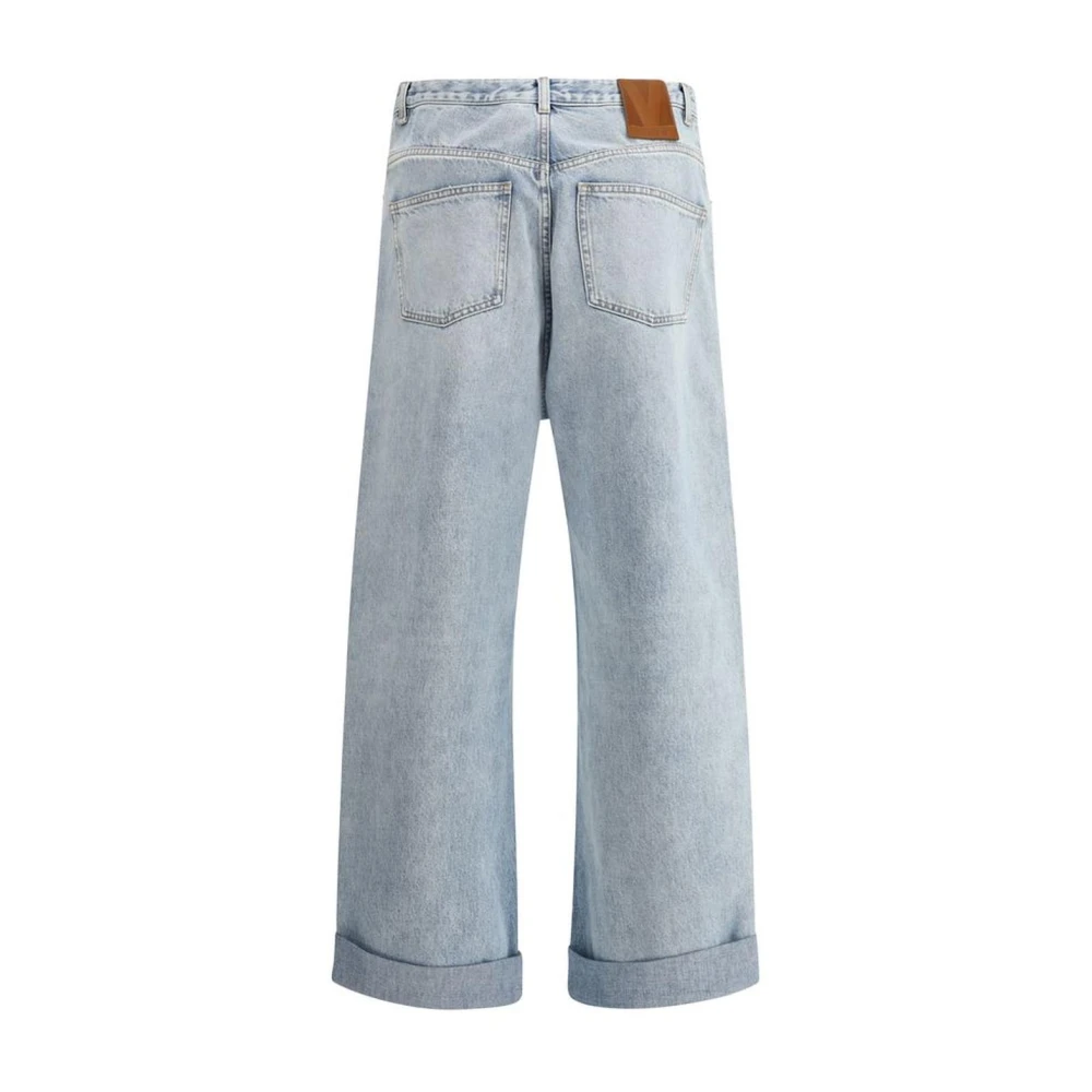 Valentino Baggy Katoenen Jeans met Logo Patch Blue Heren