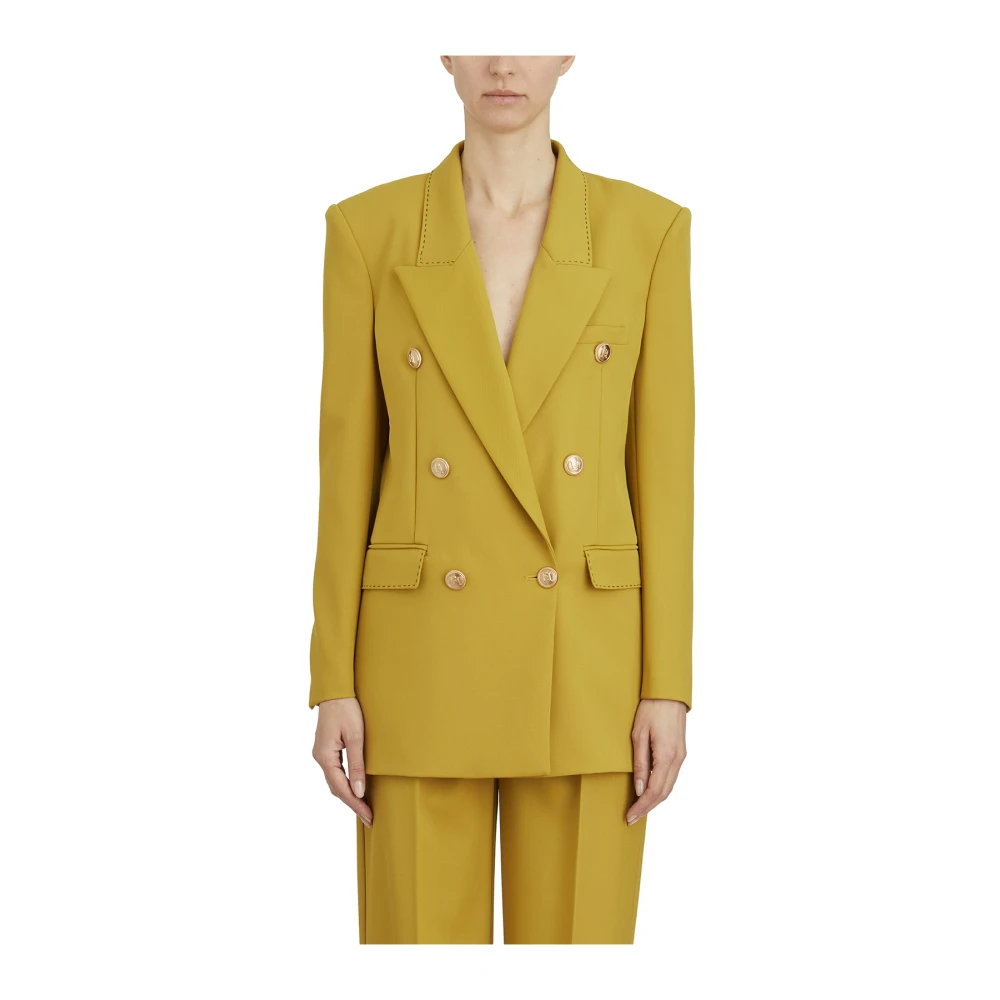 Elisabetta Franchi Wollen Blazer Jas Yellow Dames