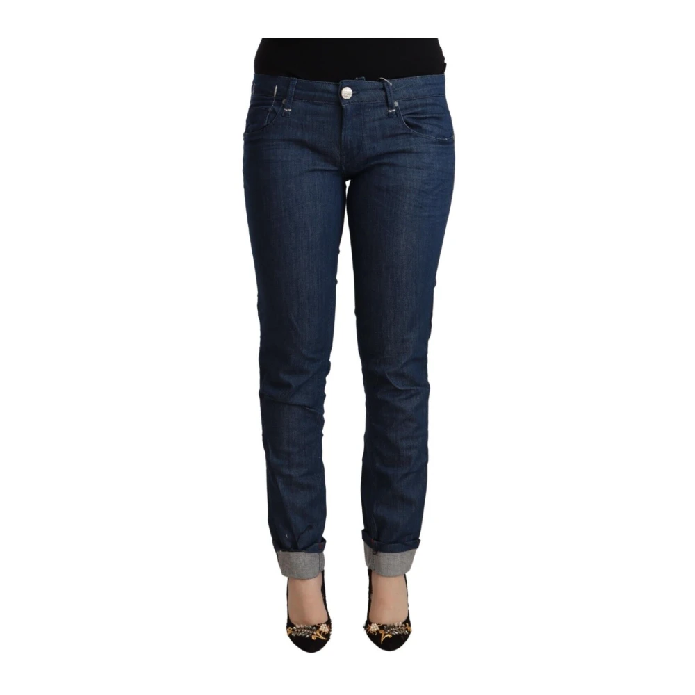 Acht Women's Blue Skinny Fit Jeans, W26, Low Waist Skinny Denim Folded Hem Jeans