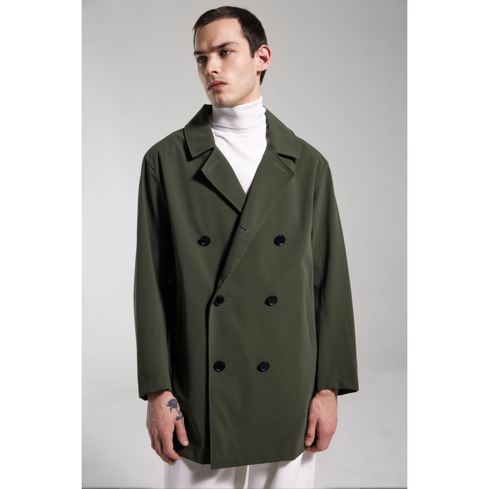 Stutterheim Klassieke Dubbel-Borst Regenjas Green Heren