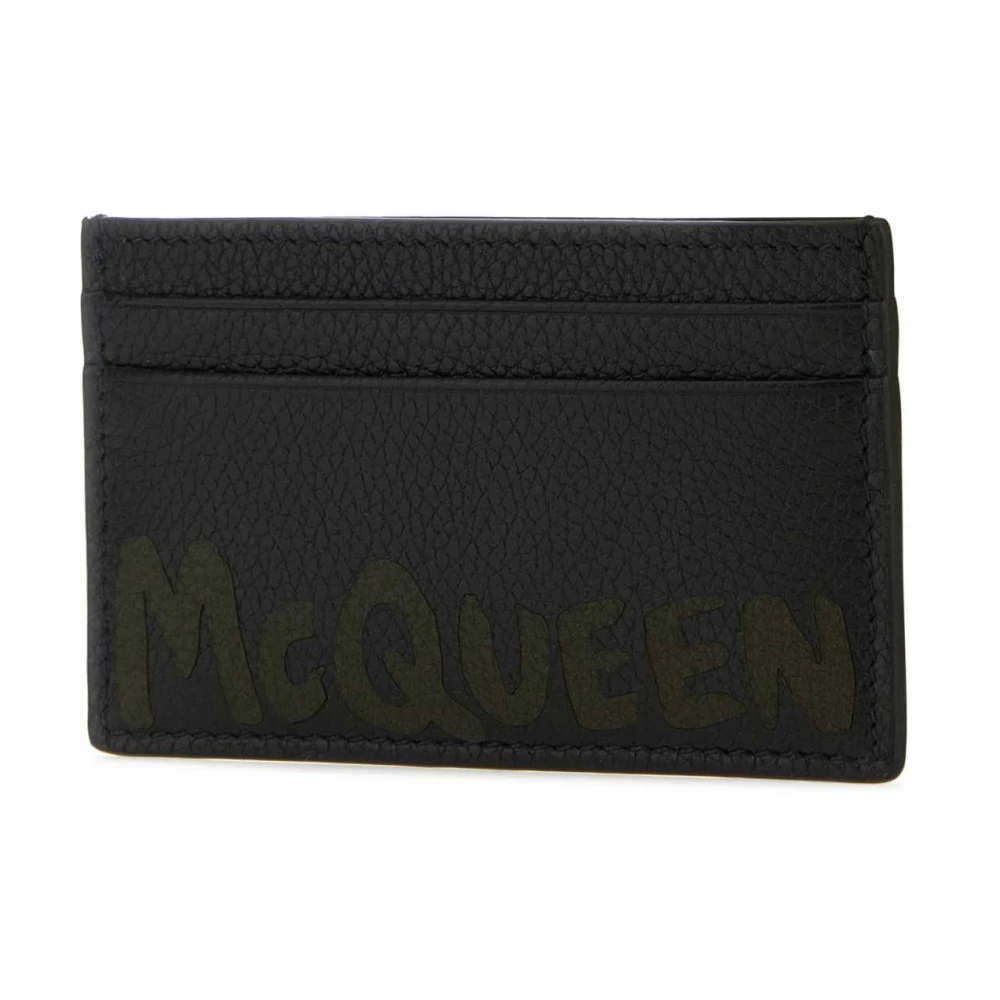 alexander mcqueen Zwarte leren kaarthouder Black Heren