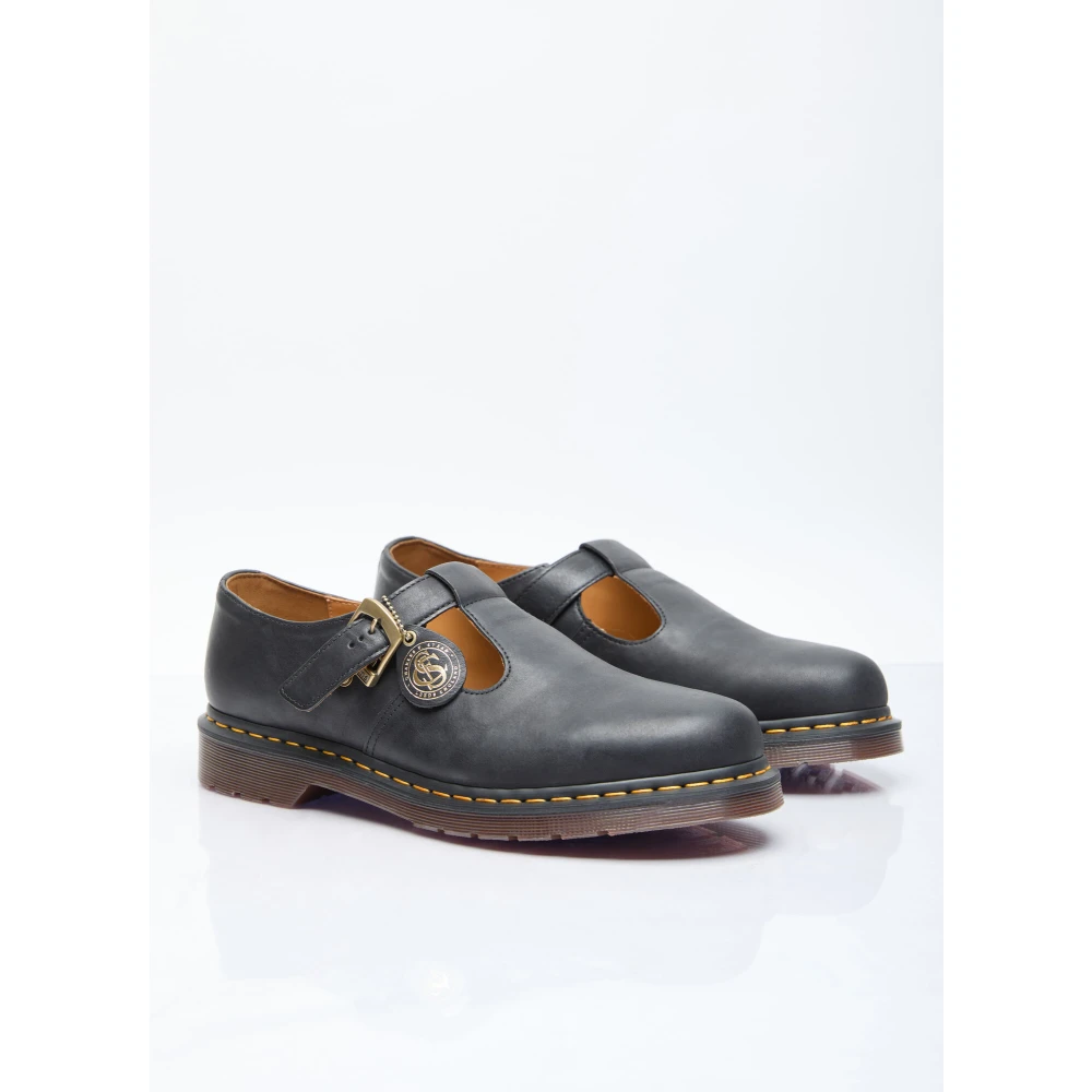 Dr. Martens Afneembaar Logo T-Bar Leren Schoenen Black Heren