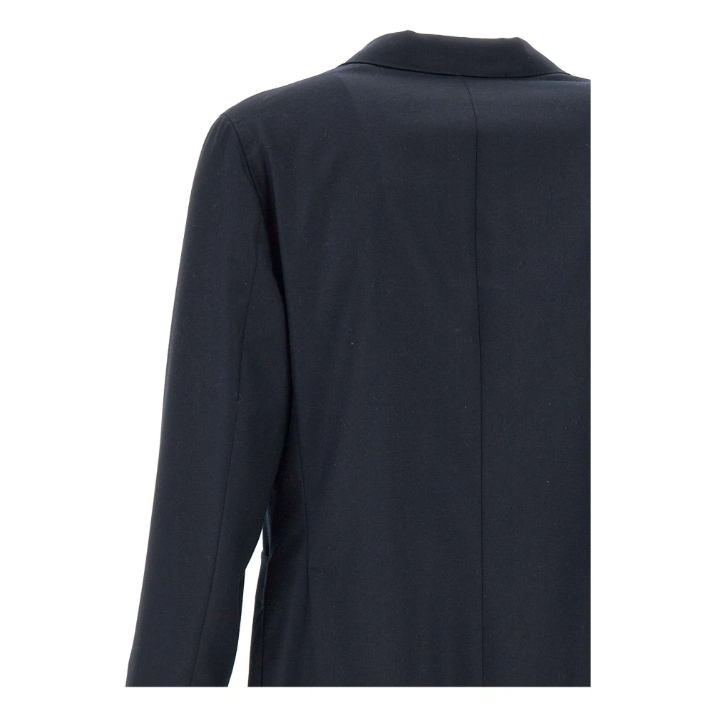 PESERICO Blauwe Wollen Blazer met Revers Blue Heren