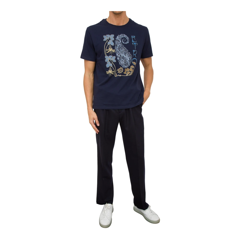 ETRO Blauwe Roma T-shirt Blue Heren