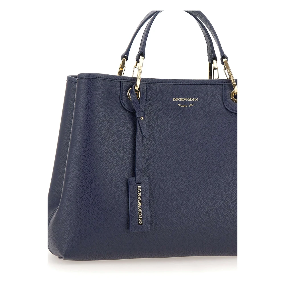Emporio Armani Vegan Leren Handtas Blauw Hertenprint Blue Dames