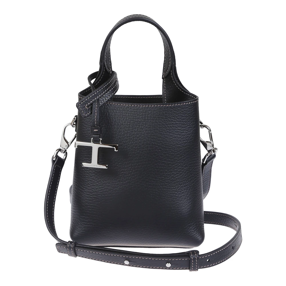 TOD'S Zwarte Gehamerd Leren Tas Black Dames