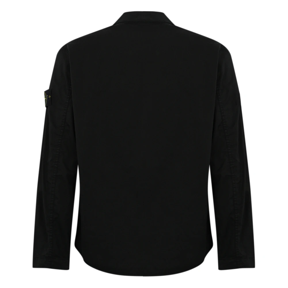 Stone Island Zwarte Katoenen Overshirt Jas Black Heren
