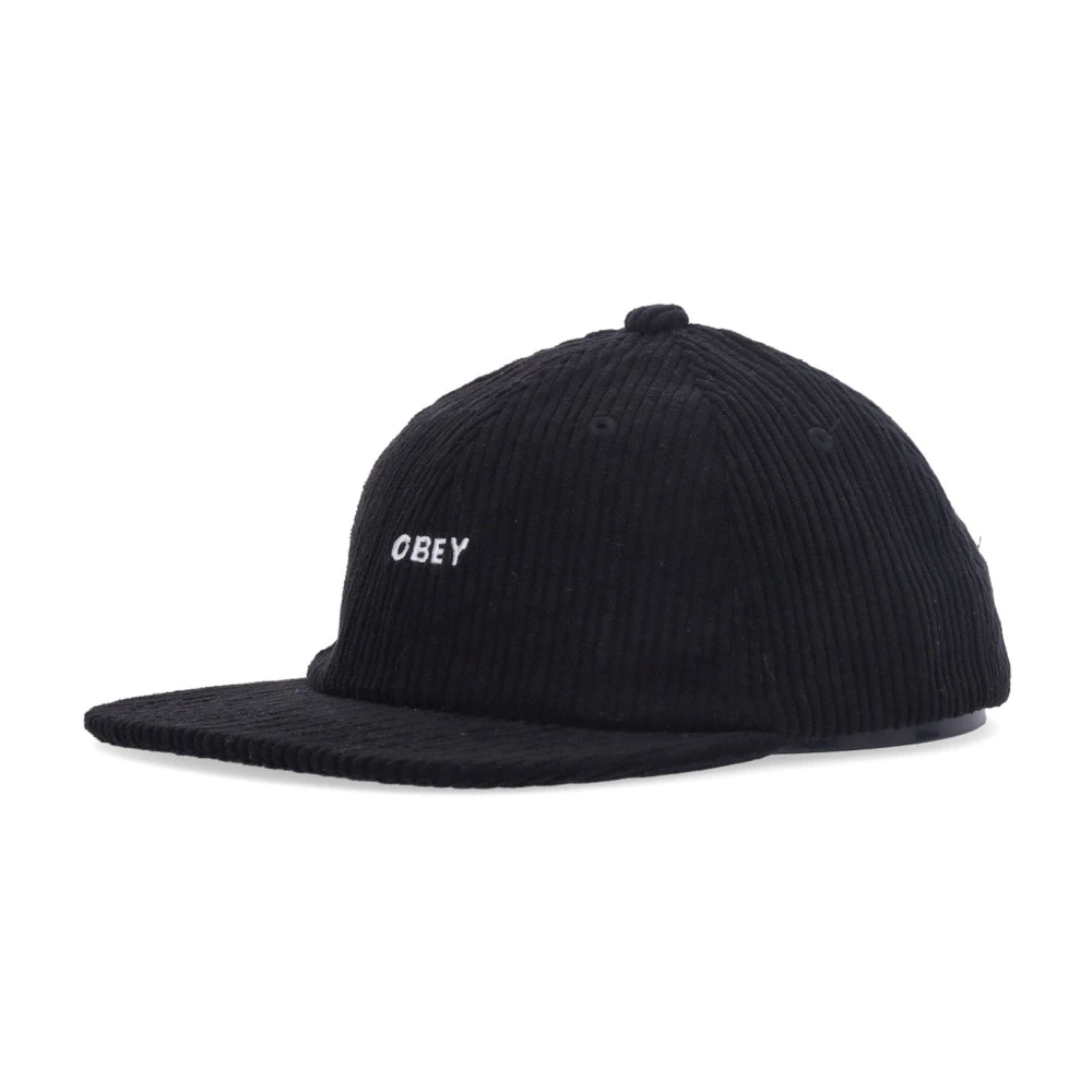 Obey Velvet Flat Visor Cap Bold Cord Black, Herr