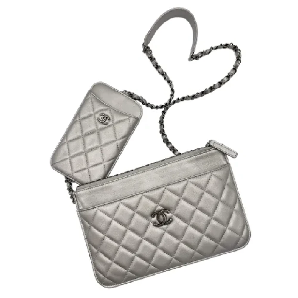 Chanel Vintage Pre-owned Leather chanel-bags Gray Dames