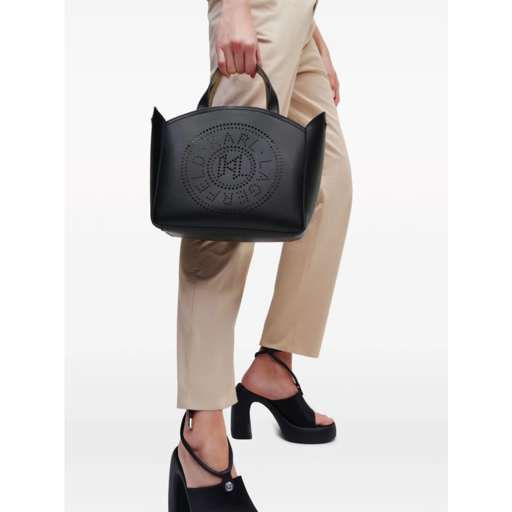 Karl Lagerfeld Tote S Zwart Cirkelvormig Geperforeerd Logo Black Dames