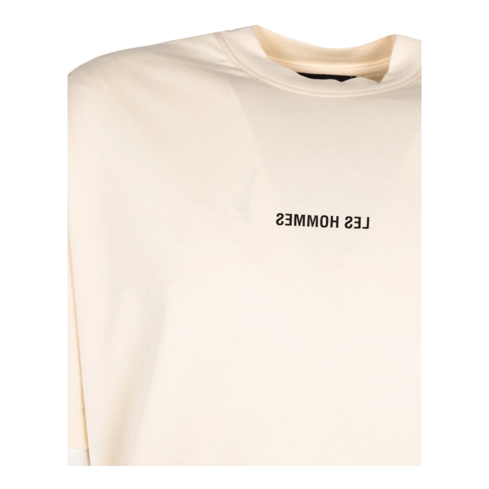 Les Hommes Casual Ronde Hals T-Shirt Beige Heren